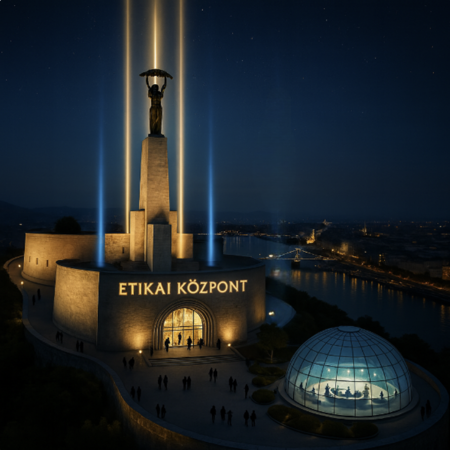 Etikai Központ — GRM808 Ethical Center in Budapest, night view with Shield lights